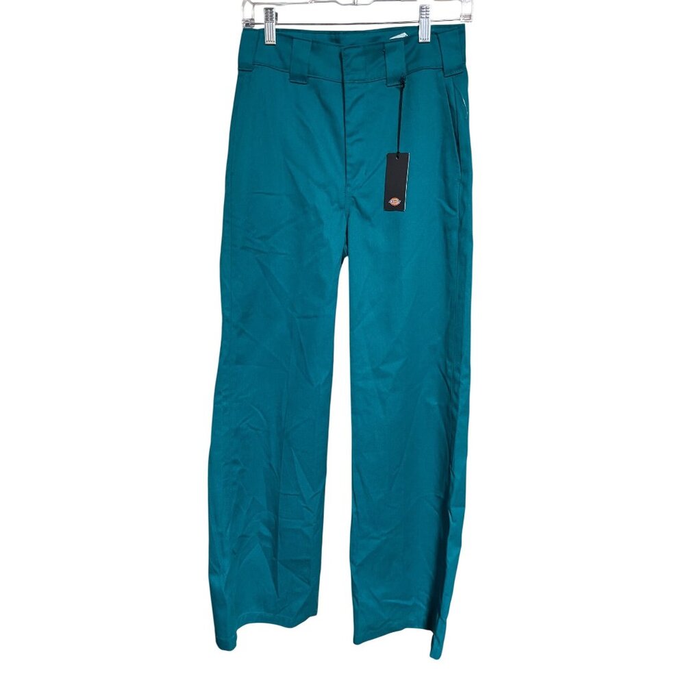 Dickies 874 Work Pants Womens Size 2 Teal Origingal High Waist Fit Straight Leg